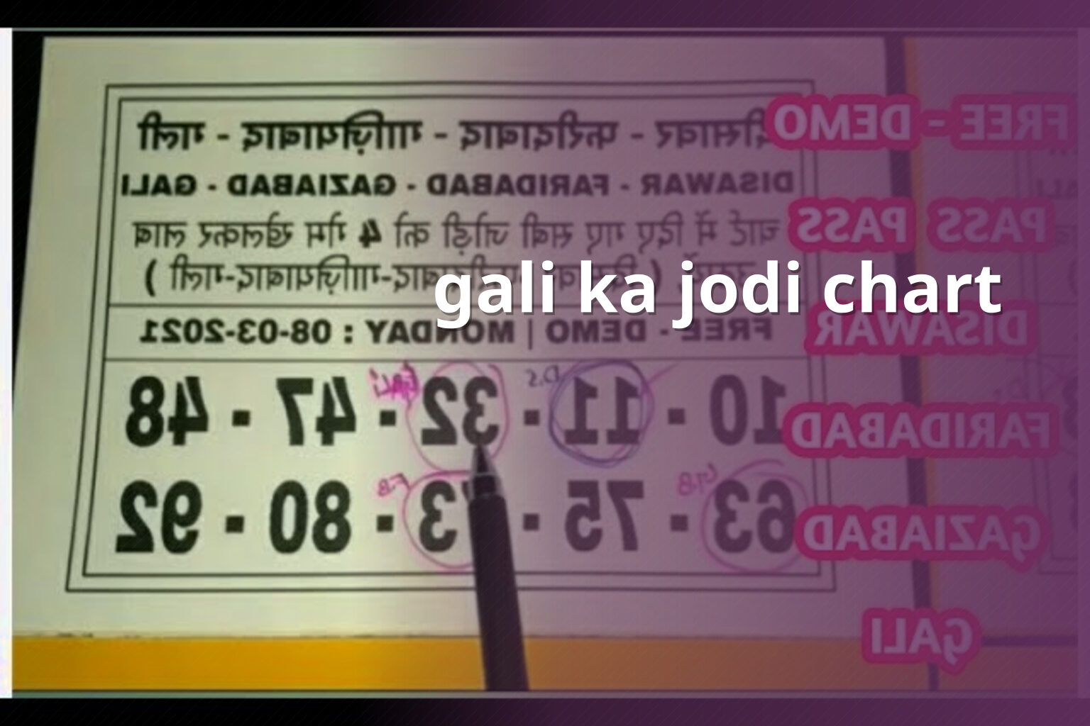 gali ka jodi chart - matka_satta