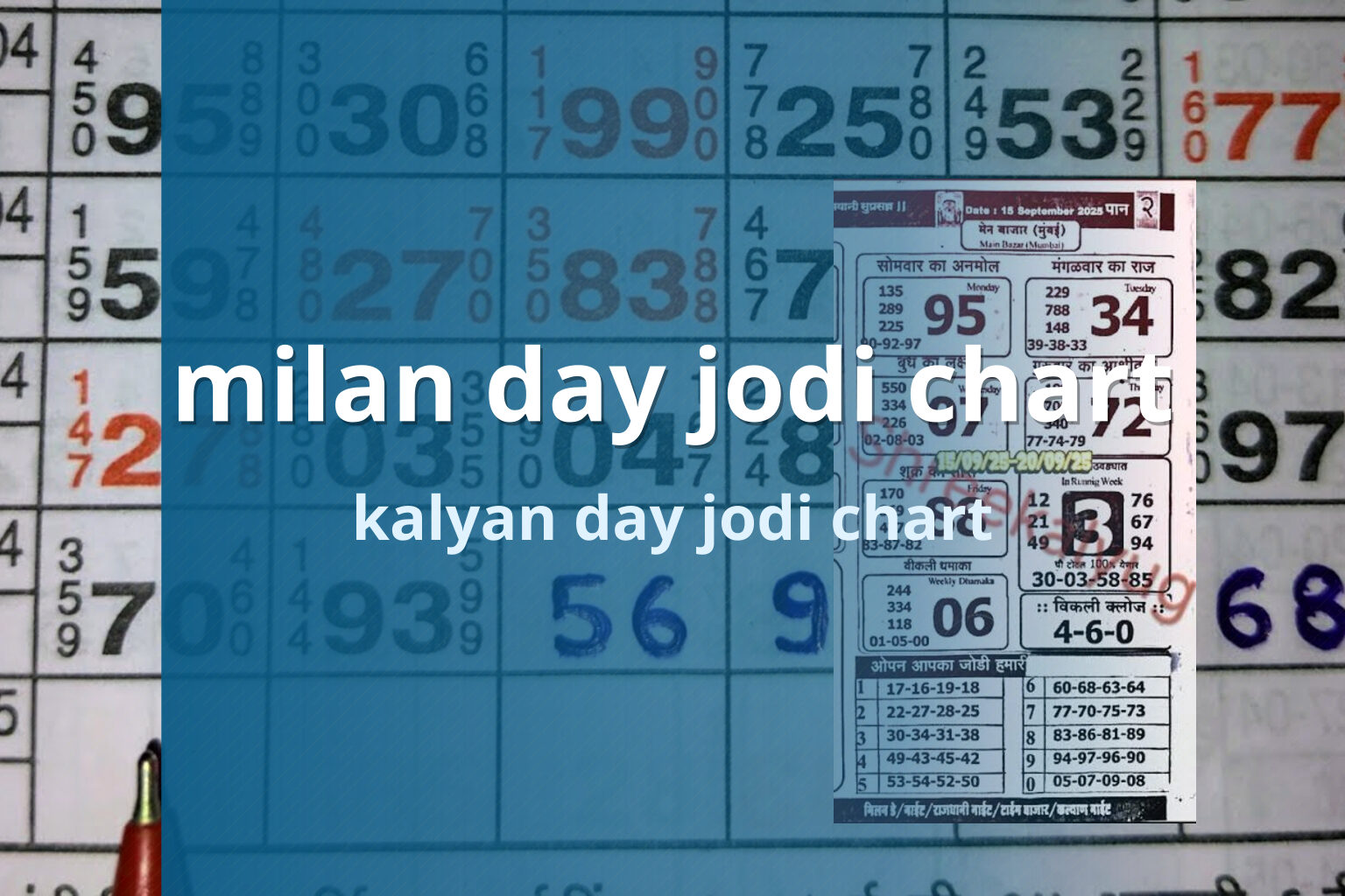 milan day jodi chart kalyan day jodi chart