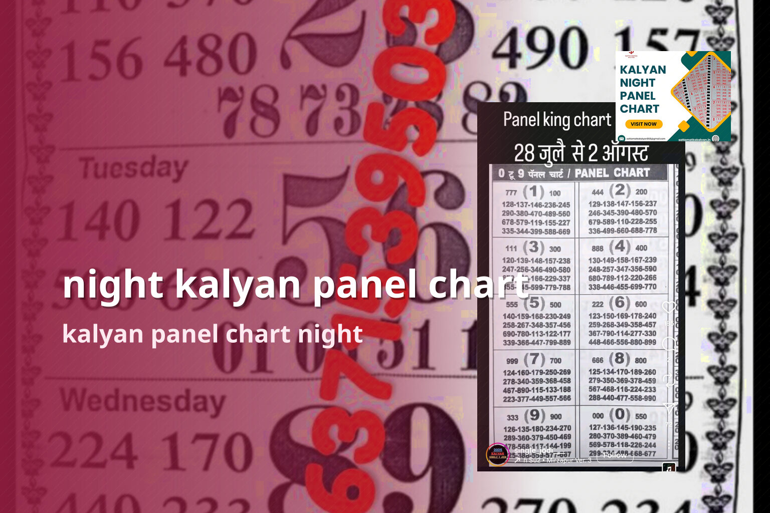 night kalyan panel chart kalyan panel chart night