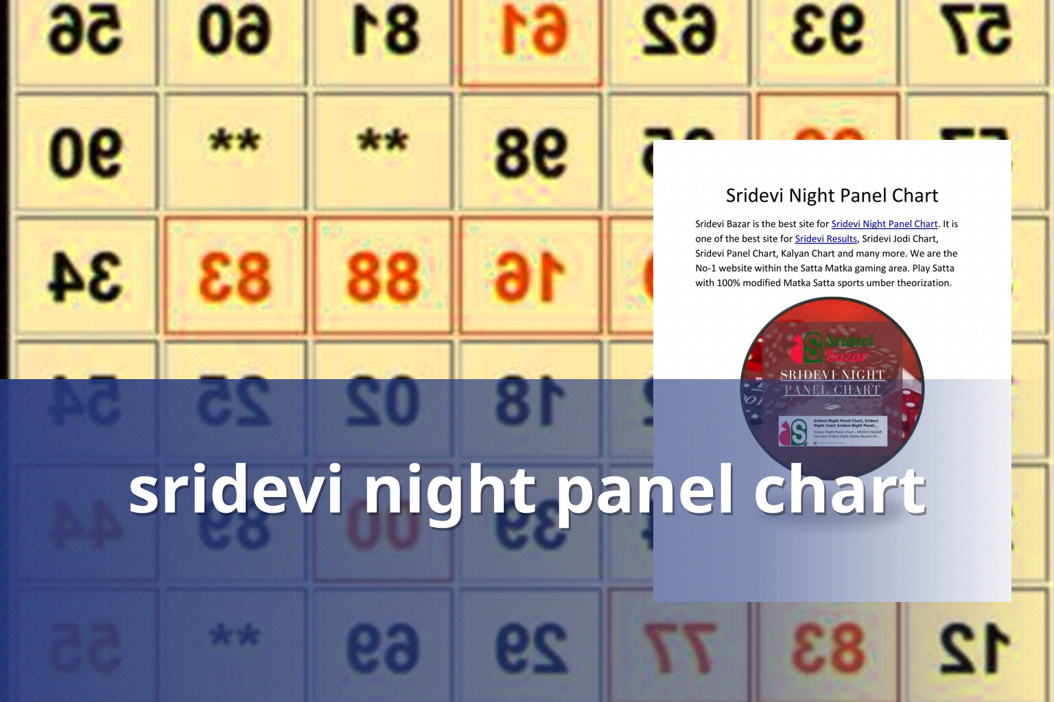 sridevi night panel chart - matka_satta