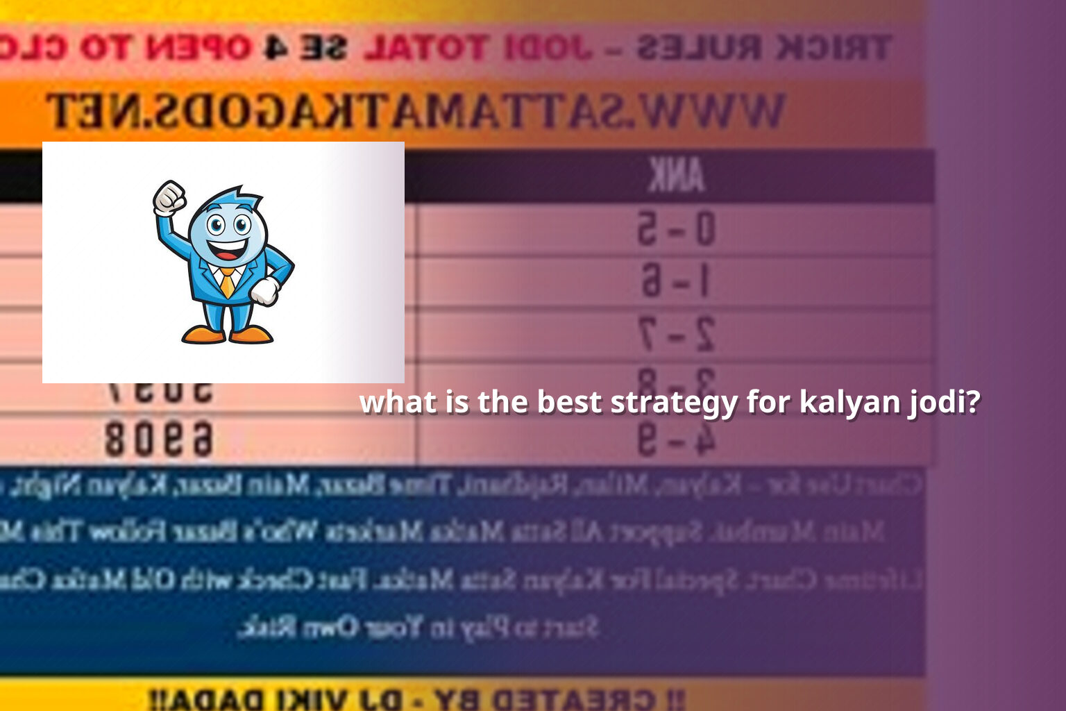 what is the best strategy for kalyan jodi? - matka_satta