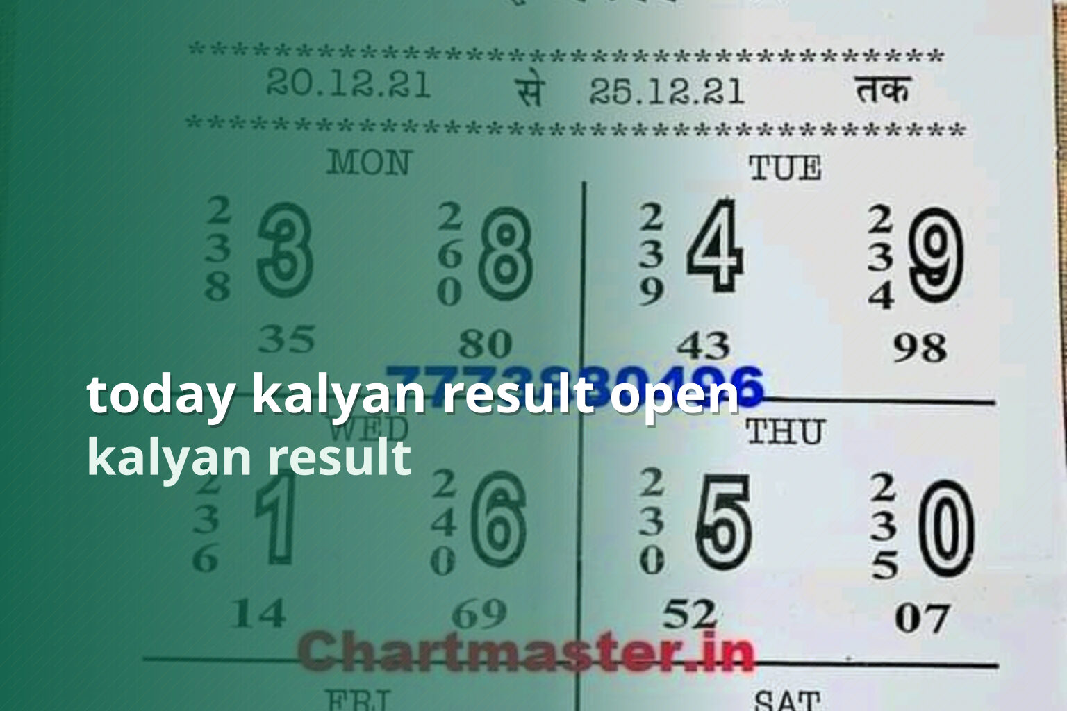today kalyan result open kalyan result