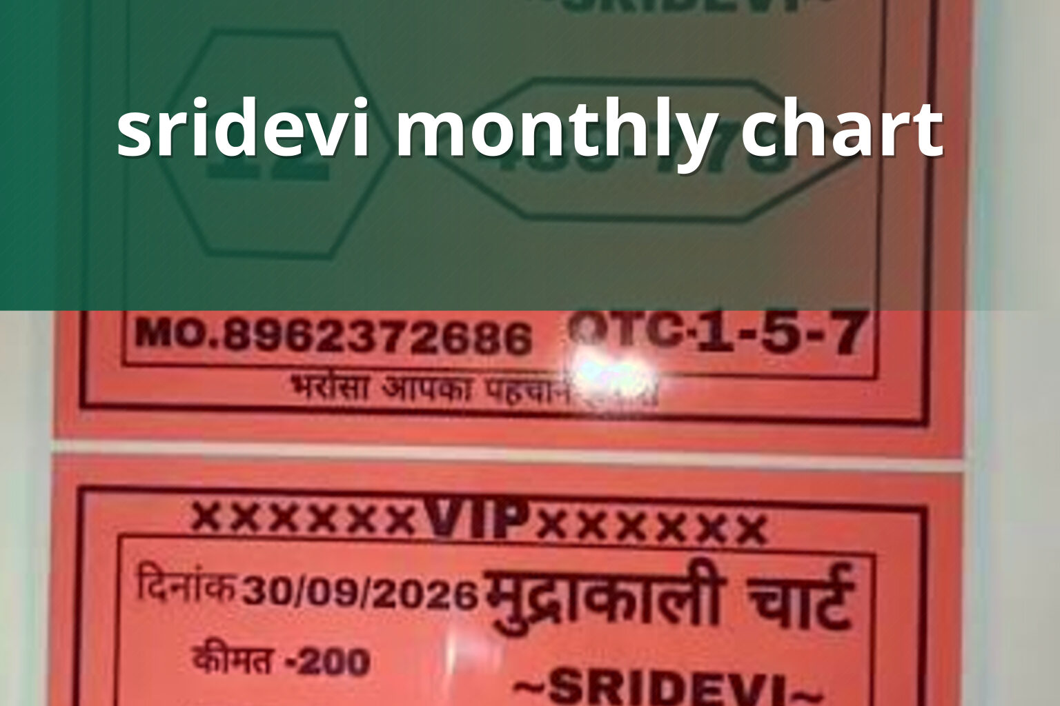 sridevi monthly chart - matka_satta