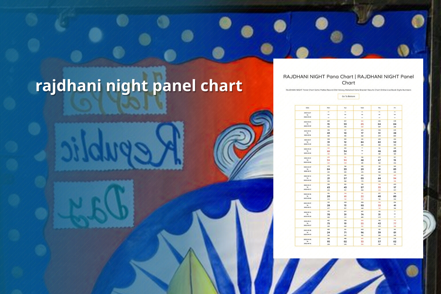 rajdhani night panel chart - matka_satta