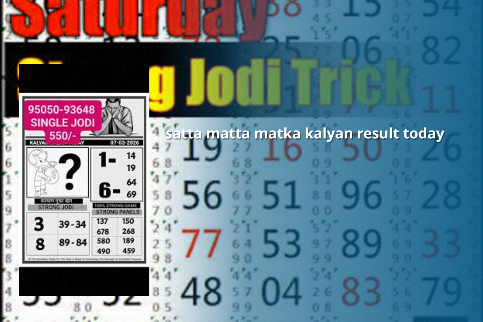 satta matta matka kalyan result today - matka_satta