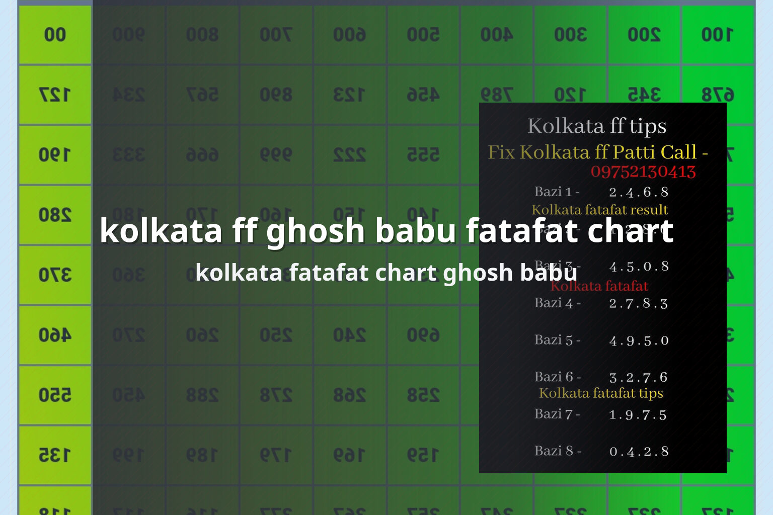 kolkata ff ghosh babu fatafat chart kolkata fatafat chart ghosh babu
