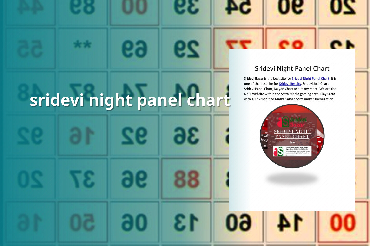 sridevi night panel chart - matka_satta