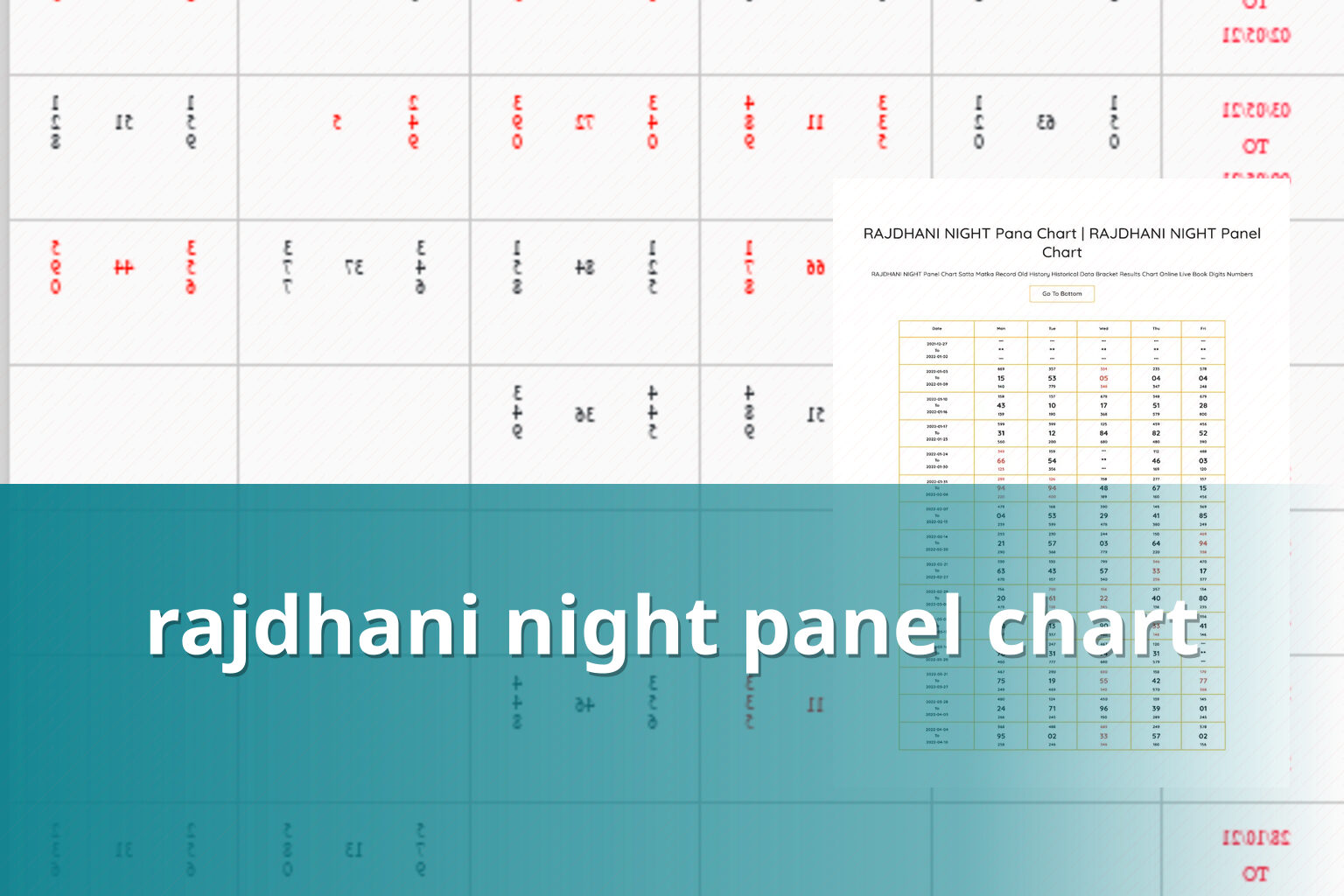rajdhani night panel chart - matka_satta
