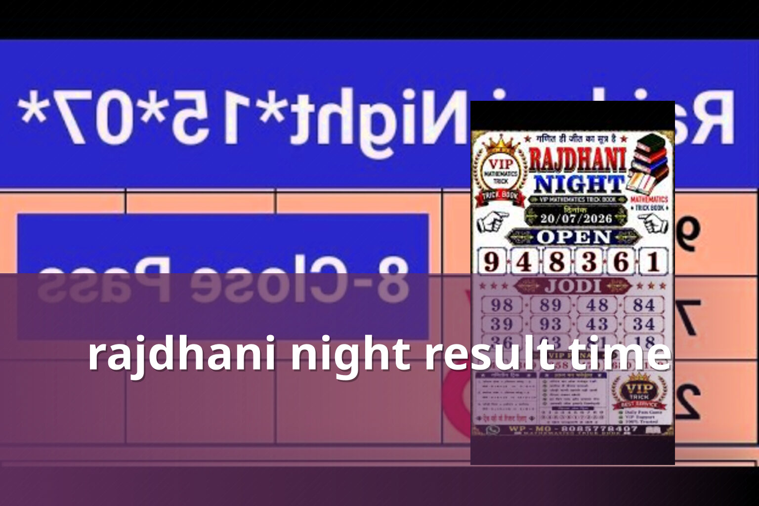 rajdhani night result time - matka_satta