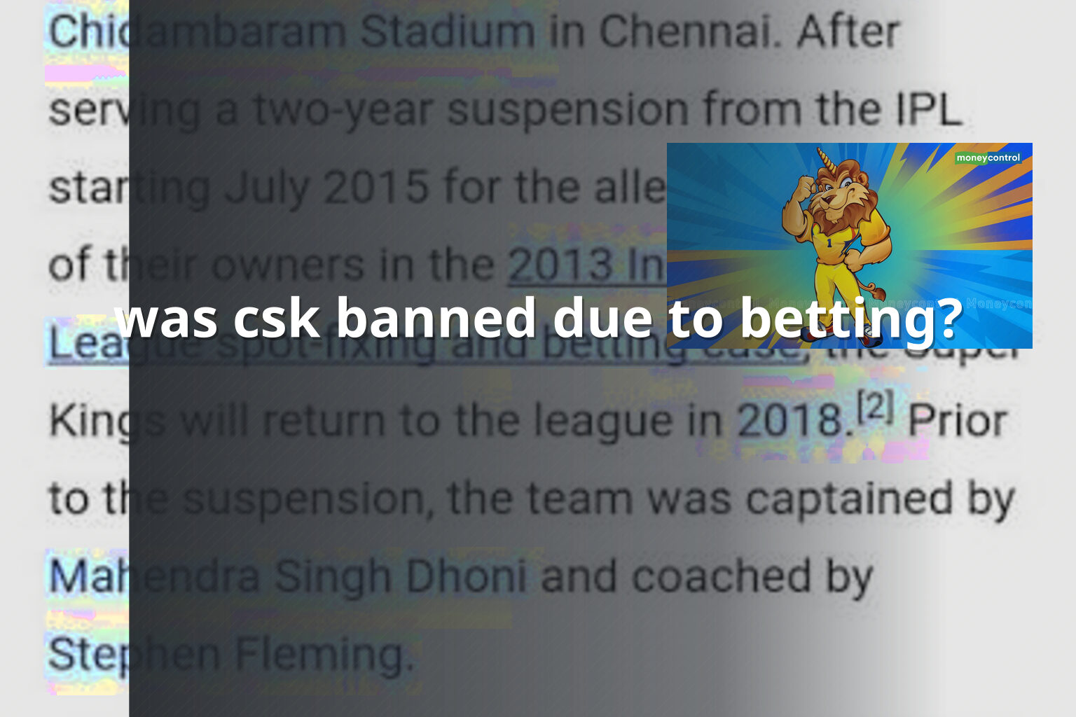 was csk banned due to betting? - sportsbook