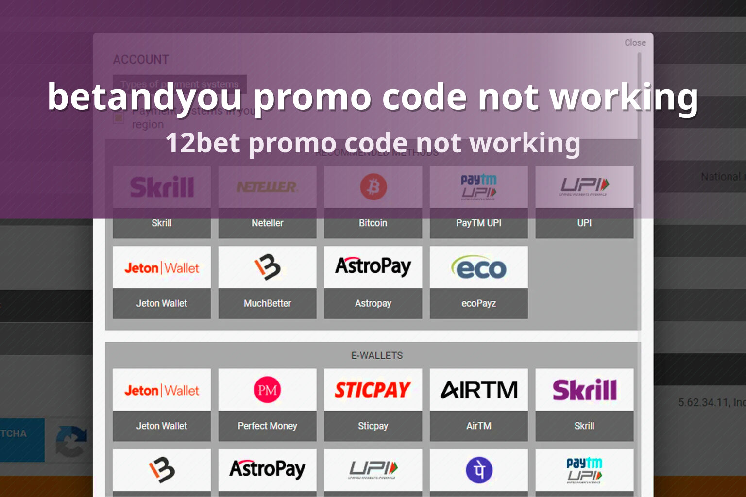 betandyou promo code not working 12bet promo code not working