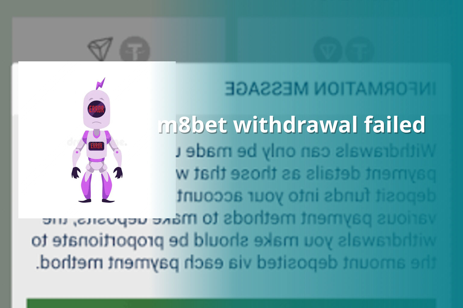 m8bet withdrawal failed - online gaming transaction support