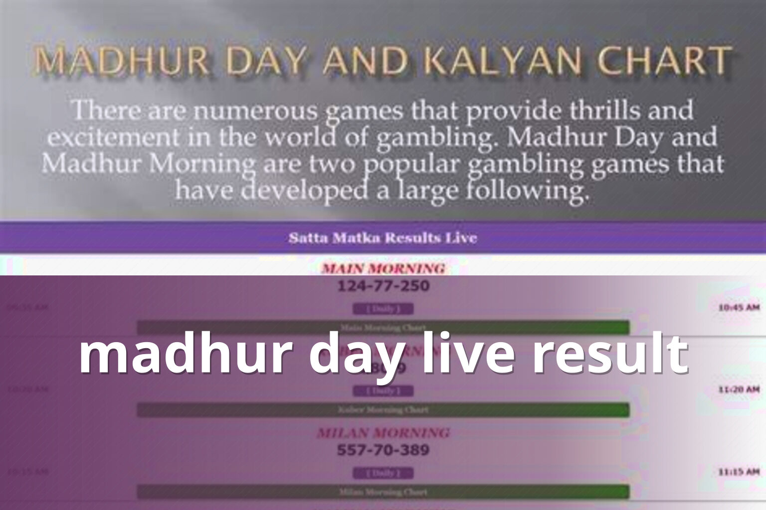 madhur day live result - slots