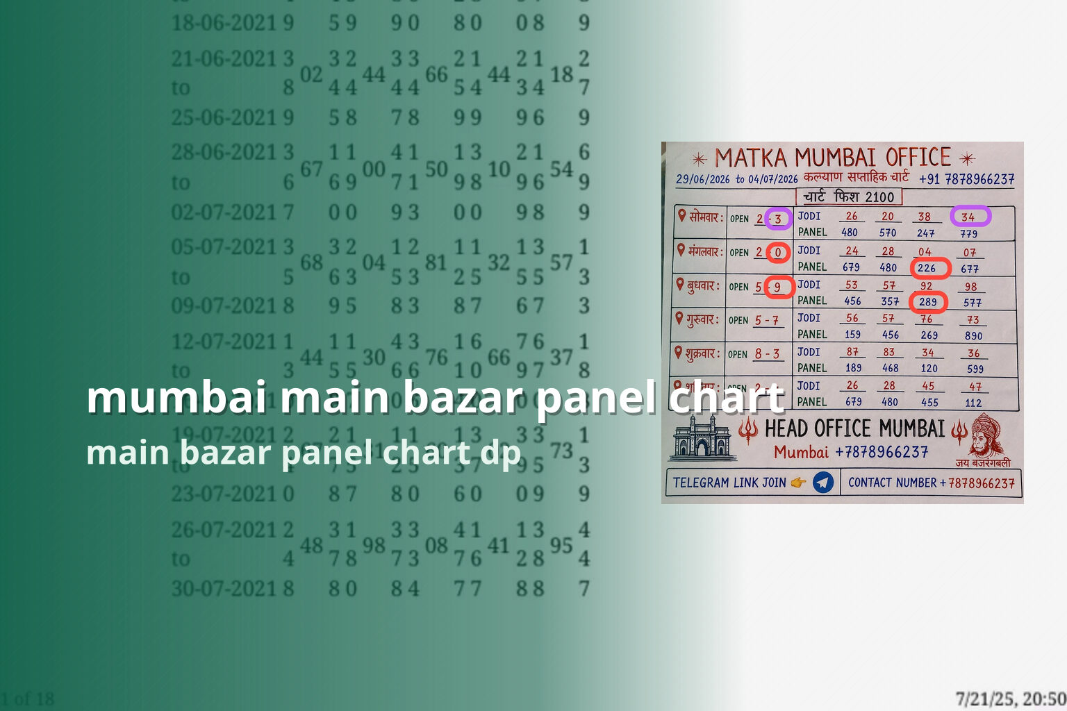 mumbai main bazar panel chart main bazar panel chart dp