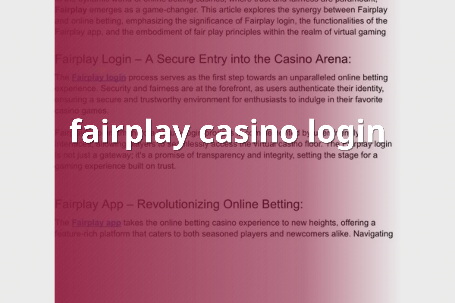 fairplay casino login - gaming_brand