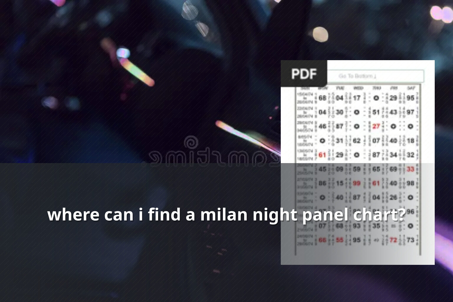 where can i find a milan night panel chart? - matka_satta