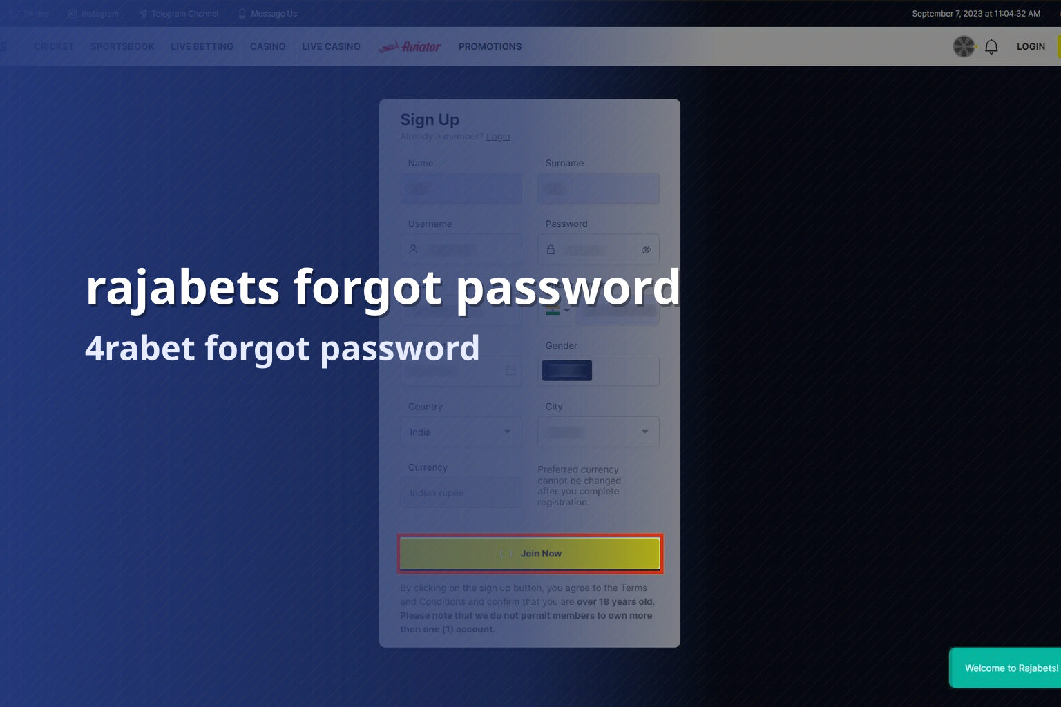 rajabets forgot password 4rabet forgot password