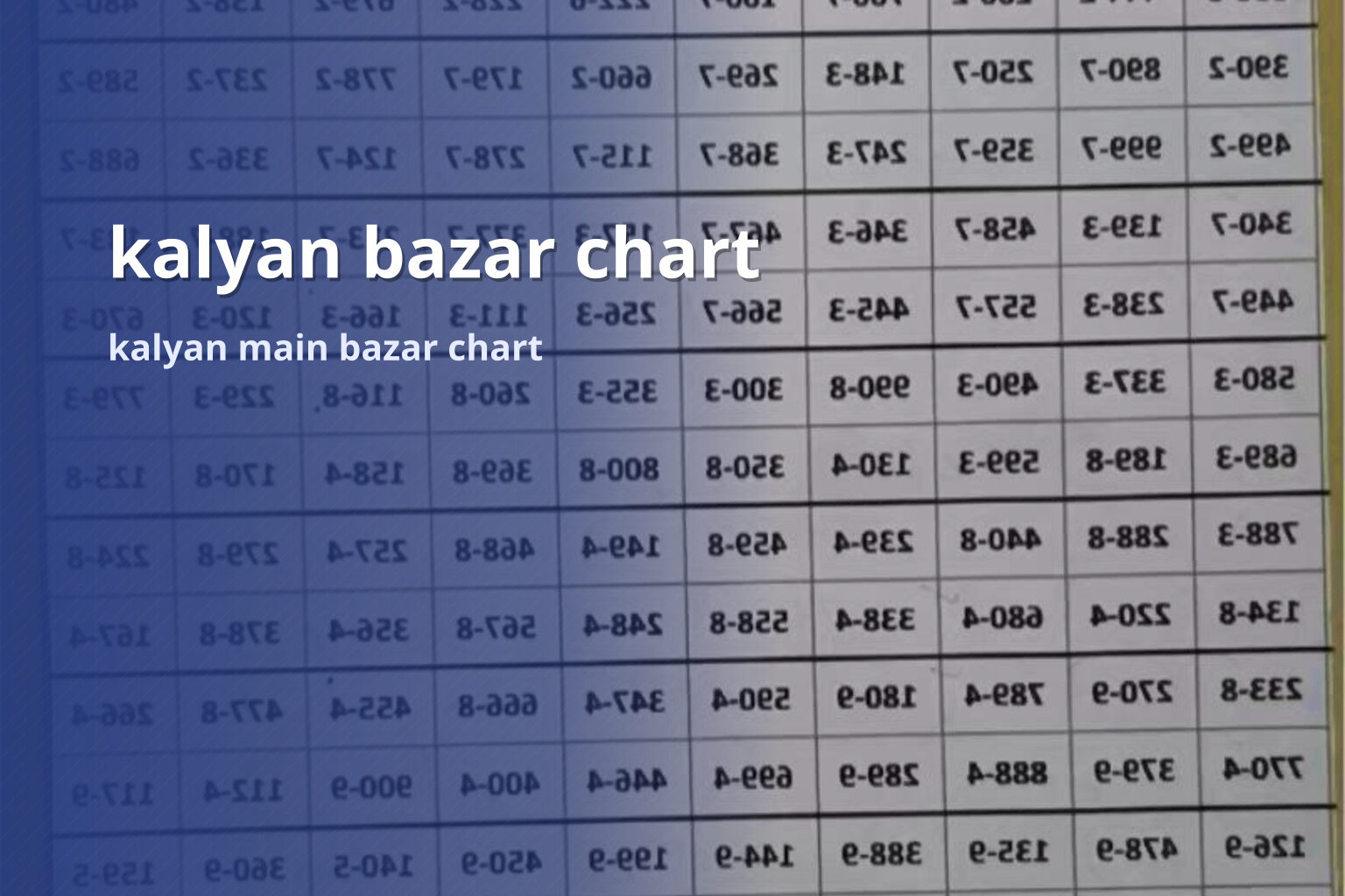 kalyan bazar chart kalyan main bazar chart