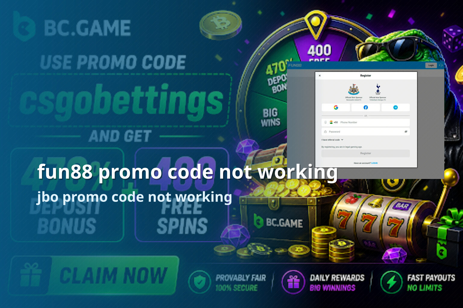 fun88 promo code not working jbo promo code not working